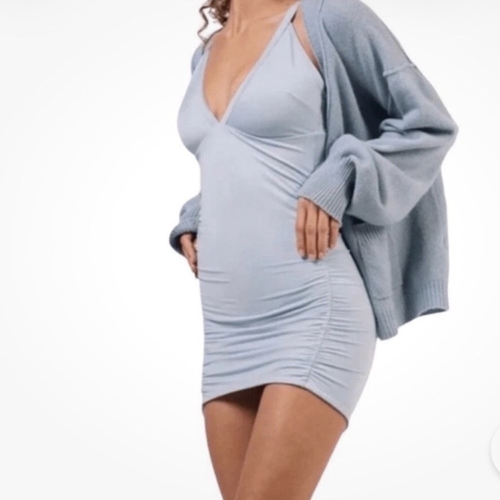 We Are HAH Blue ConvertibleBathing Suit Ruched Dress Body Con Size Small